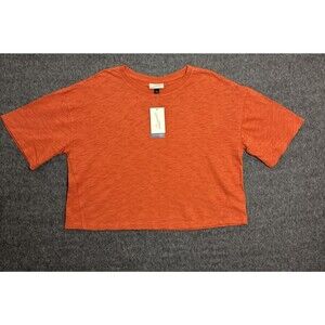 Universal Thread Women's Blouse Short Sleeve Boxy Fit Orange Large